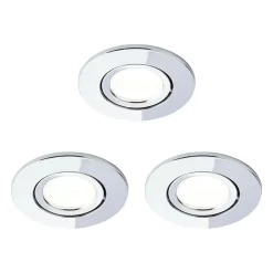 3 Pack Of Ruva Fire Rated LED IP65 Downlight, Chrome