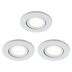 3 Pack Of Ruva Fire Rated LED IP65 Downlight, Matte White