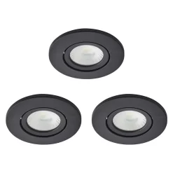 3 Pack Of Ruva Fire Rated LED IP65 Downlight, Satin Black