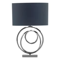 Saturn Swirl Base Table Lamp With Dark Grey Shade, Black Nickel