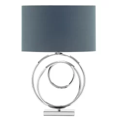 Saturn Swirl Base Table Lamp With Grey Shade, Chrome