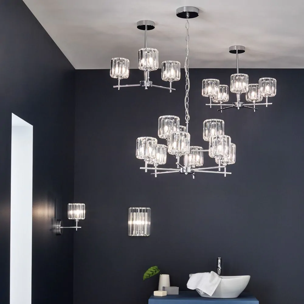 Shirley Large Semi Flush Bathroom Ceiling Light, Chrome - Image 6
