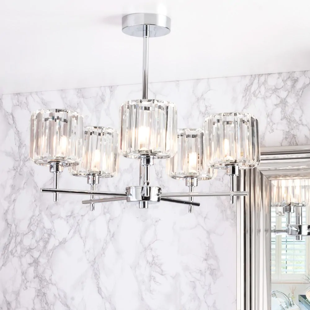 Shirley Large Semi Flush Bathroom Ceiling Light, Chrome - Image 2