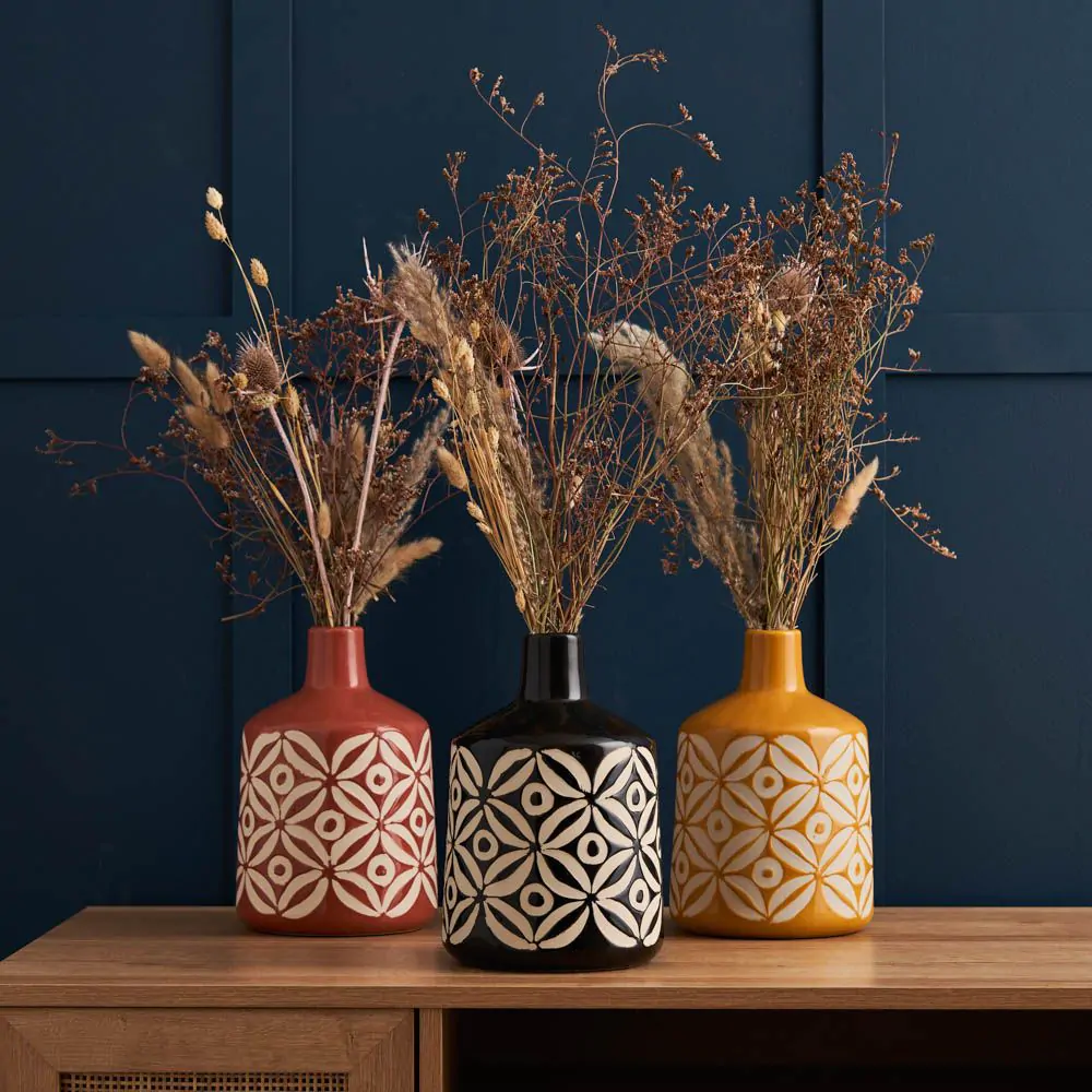 Small Petal Patterned Ceramic Vase, Terracotta - Image 4