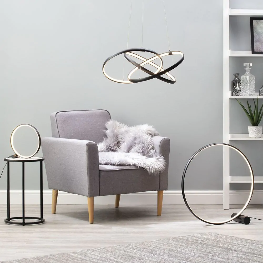 Sola LED Triple Ring Ceiling Pendant, Matte Black - Image 7