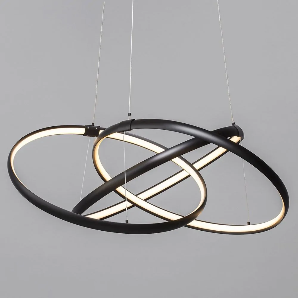 Sola LED Triple Ring Ceiling Pendant, Matte Black - Image 4