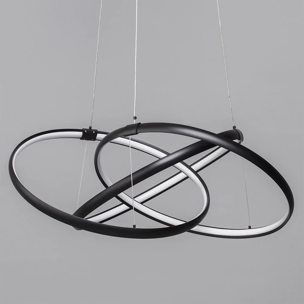 Sola LED Triple Ring Ceiling Pendant, Matte Black - Image 5
