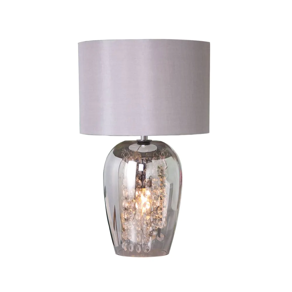 Sophia Smoked Glass Table Lamp, Grey