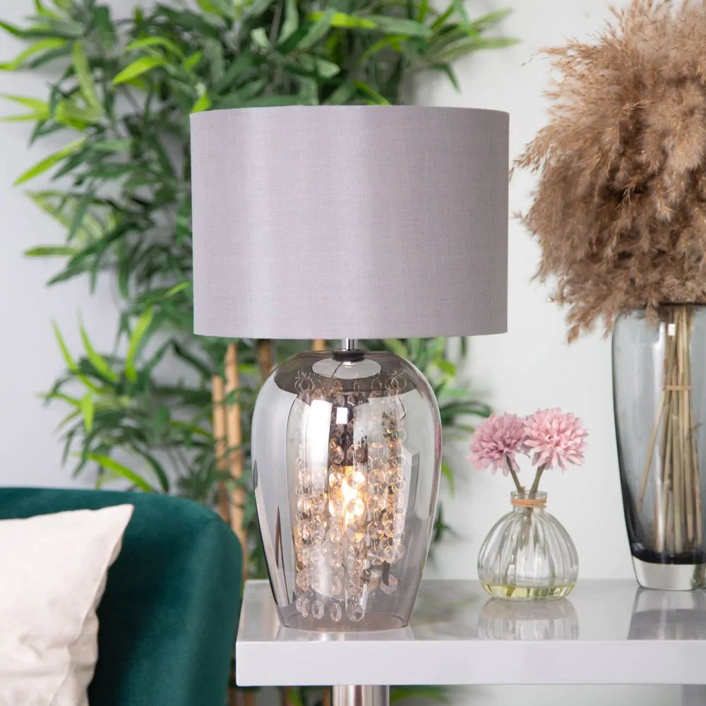 Sophia Smoked Glass Table Lamp, Grey - Image 2