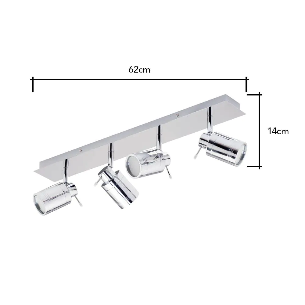 Hector Bathroom Ceiling Spotlight Bar, Chrome - Image 7