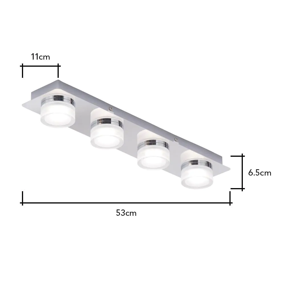 Brooke LED Bathroom Ceiling Spotlight Bar, Chrome - Image 7