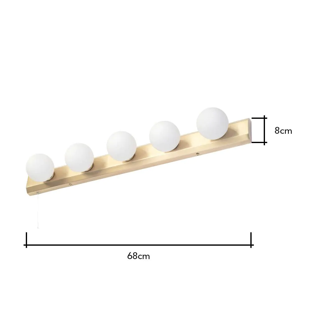 Lara Hollywood Style Bathroom Wall Light, Satin Brass - Image 6