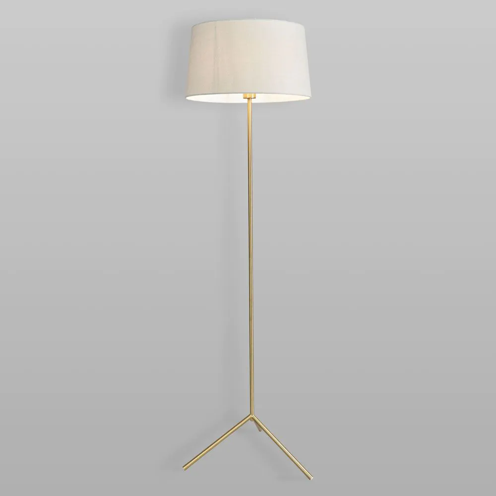 Stassy Tripod Feet Floor Lamp With White Shade, Satin Brass - Image 3