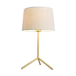 Stassy Tripod Feet Table Lamp With White Shade, Satin Brass