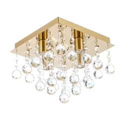 Tampa Small Bathroom Flush Ceiling Light, Satin Brass