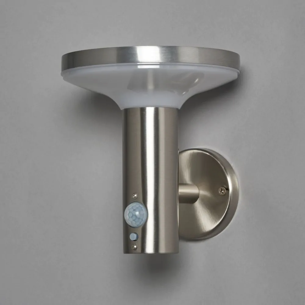 Tarak LED Outdoor Solar Wall Light With PIR Sensor, Stainless Steel - Image 4