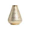 Textured Ceramic Vase, Gold And White