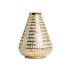 Textured Ceramic Vase, Gold And White