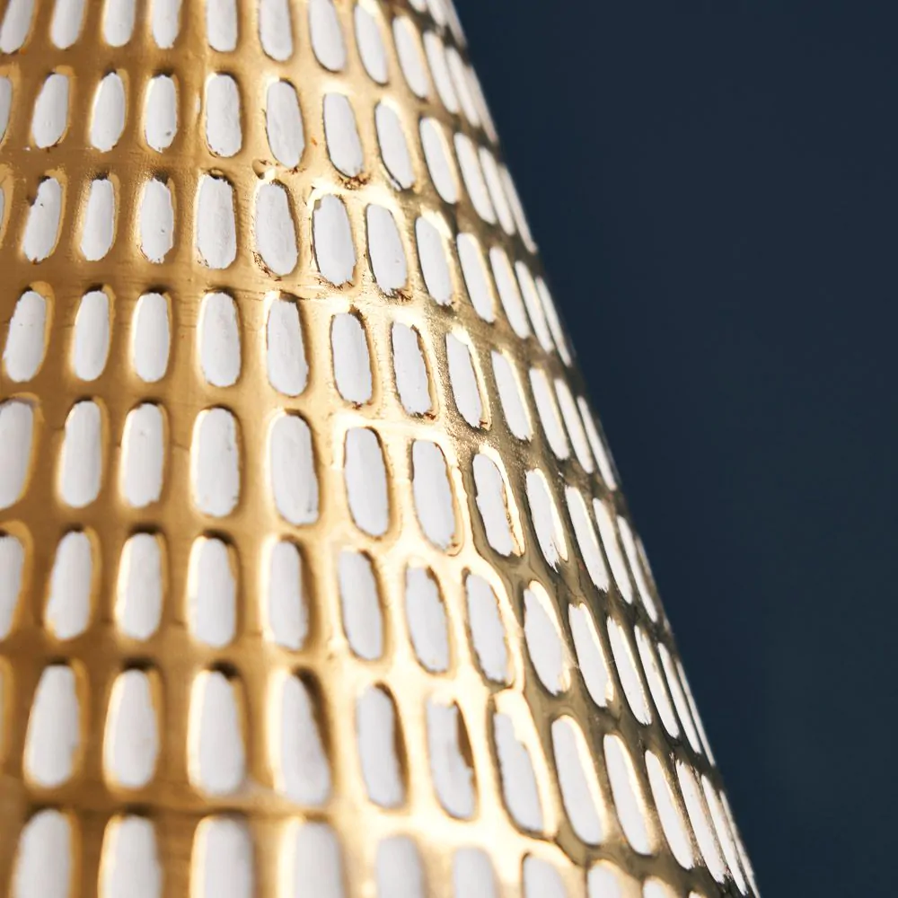 Textured Ceramic Vase, Gold And White - Image 3