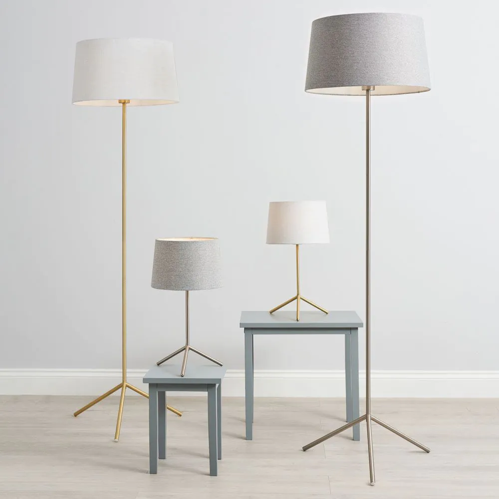 Stassy Tripod Feet Floor Lamp With White Shade, Satin Brass - Image 6