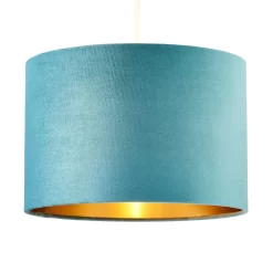 Velvet 30cm Easyfit Shade, Teal And Brass
