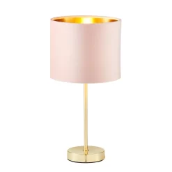 Velvet Table Lamp, Pink And Brass
