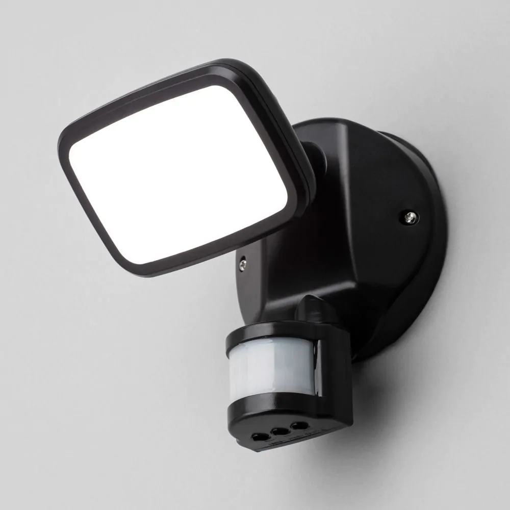 Wilson Single 10 Watt LED Outdoor Flood Light With PIR Sensor, Black - Image 3