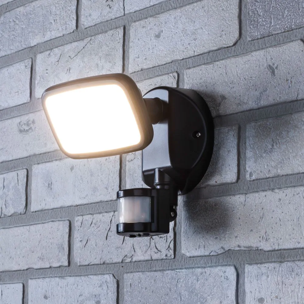 Wilson Single 10 Watt LED Outdoor Flood Light With PIR Sensor, Black - Image 2