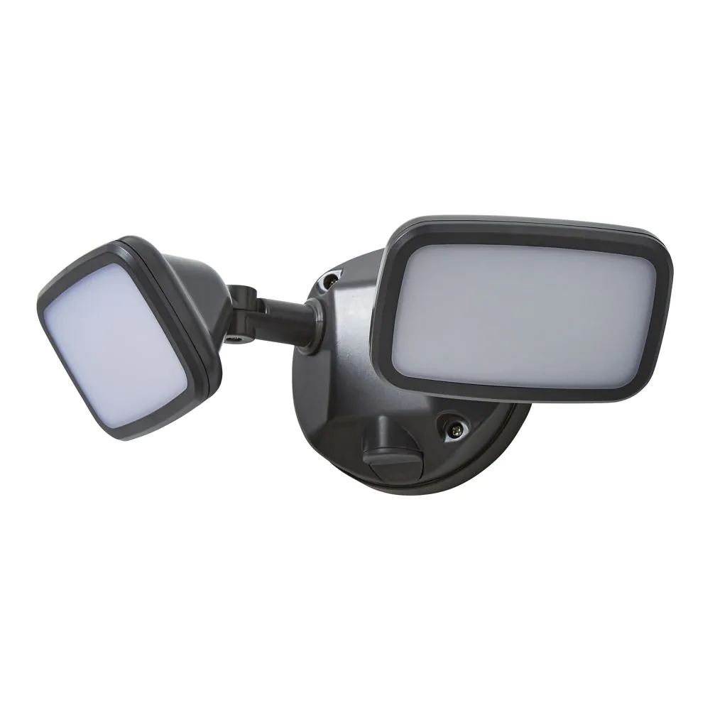 Wilson Twin 20 Watt LED Outdoor Flood Light, Dark Grey