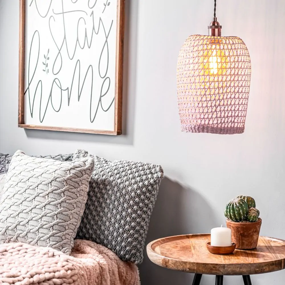 Woven Rattan Easyfit Shade, Matte Pink - Image 2