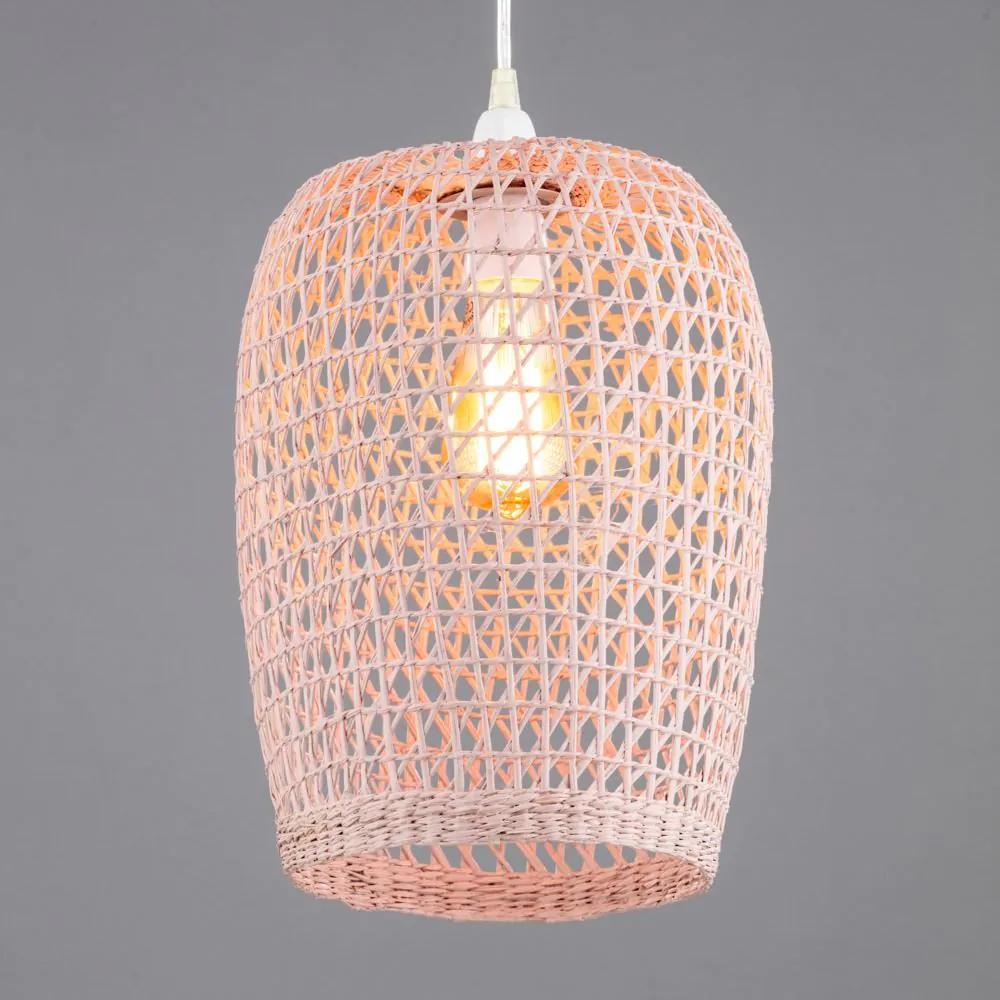 Woven Rattan Easyfit Shade, Matte Pink - Image 5