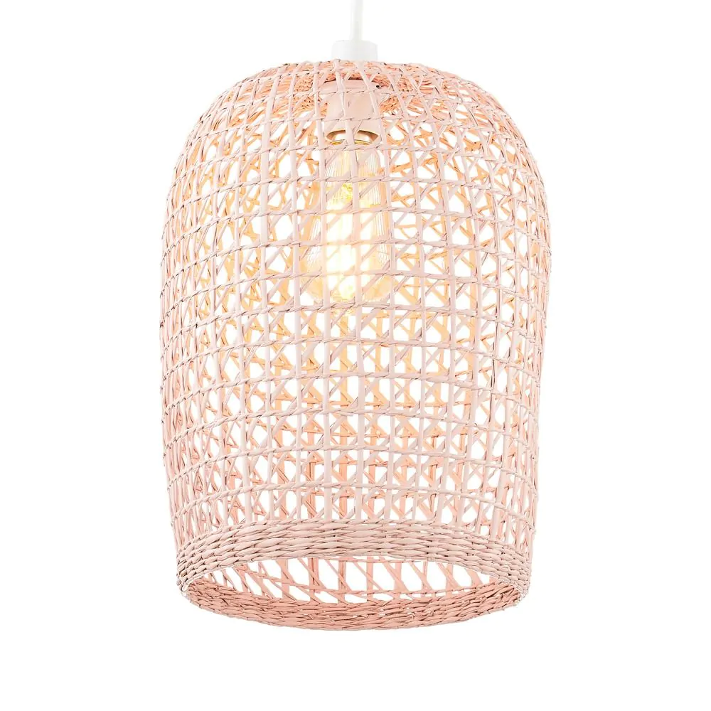 Woven Rattan Easyfit Shade, Matte Pink