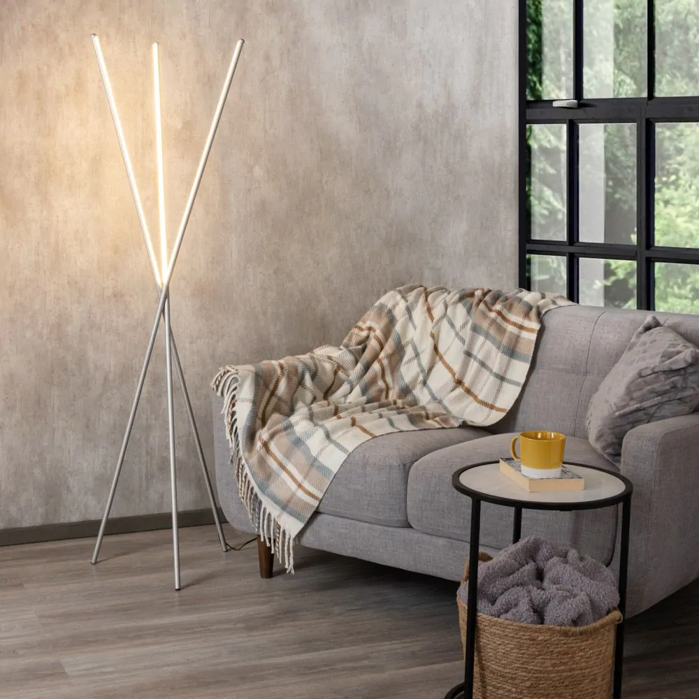 Zaha Stick LED Floor Lamp, Silver - Image 2