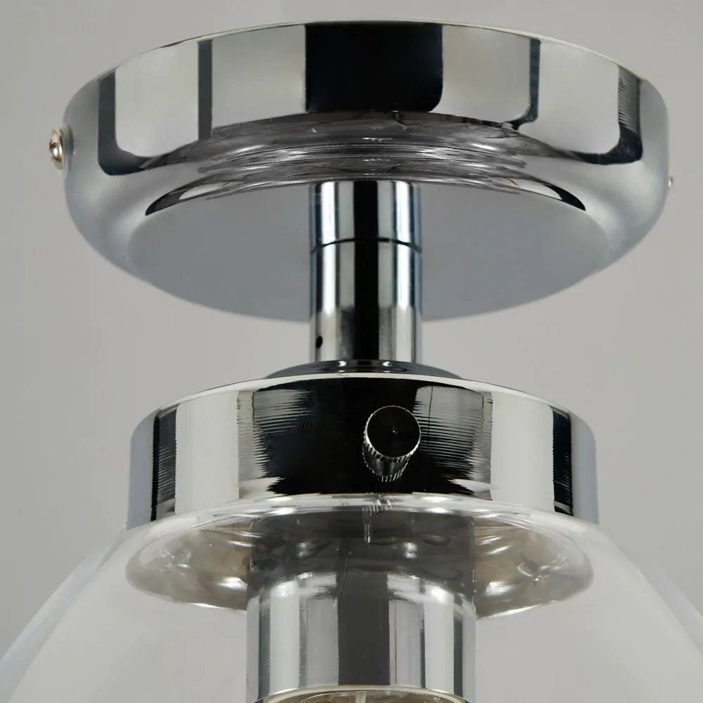 Zeta Clear Glass Bathroom Ceiling Pendant, Chrome - Image 5