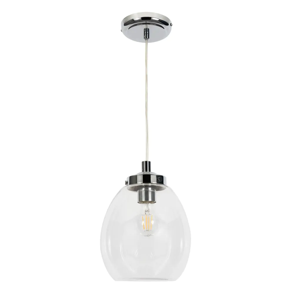 Zeta Clear Glass Bathroom Ceiling Pendant, Chrome - Image 6